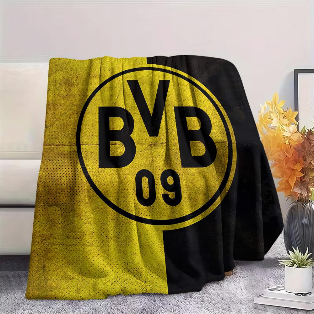 Borussia Dortmund Logo Print Flannel Blanket, High Quality Comfortable for All Seasons, Home Decor, Warmth and Comfort, Perfect for Christmas Gifts