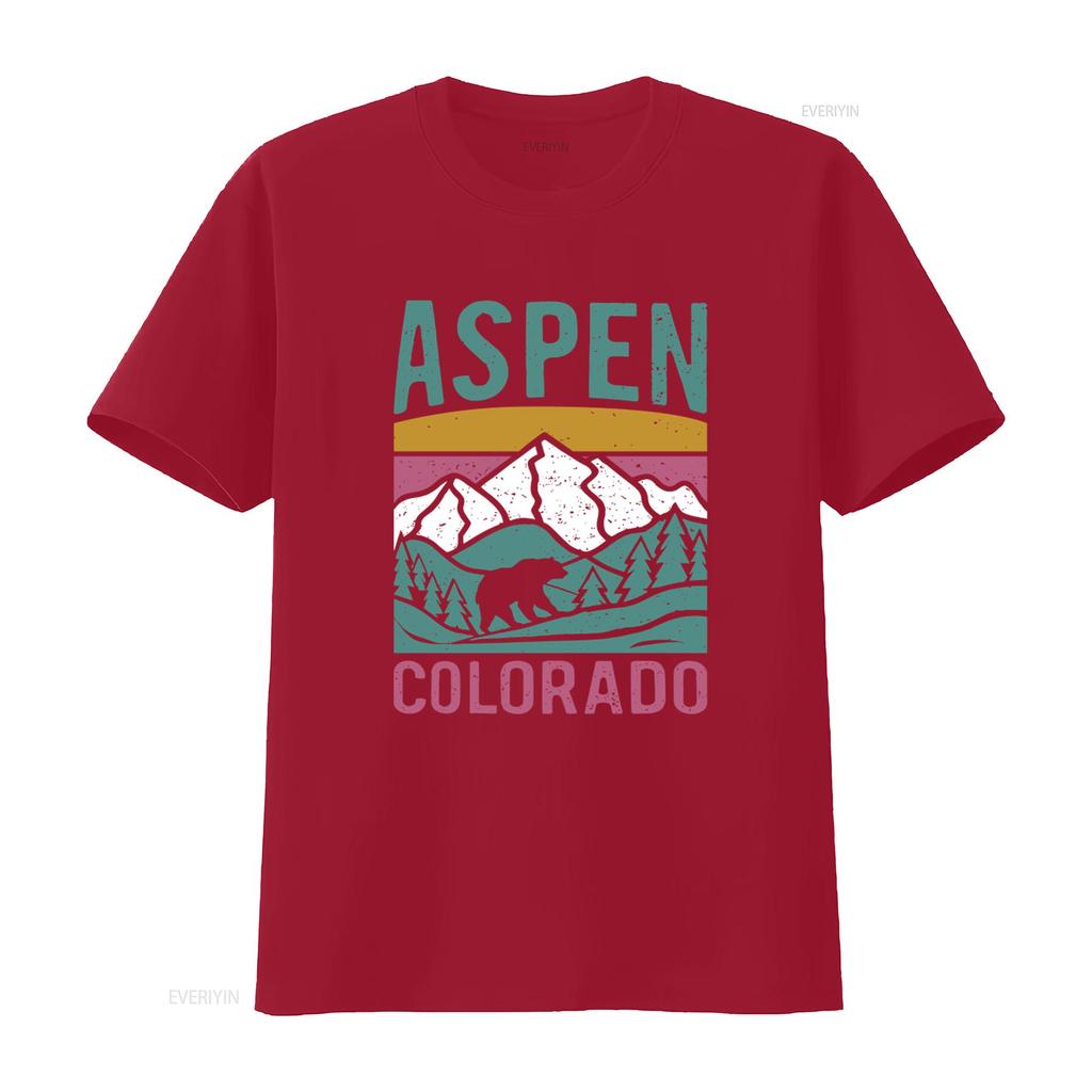 Aspen Colorado T Shirt Ski Winter Bachelorette Apres Trip Crewneck Resort Mountain Bear Print vintage Washed