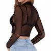 Women's Fresh Sexy Slim Fit See-through Mesh Long Sleeve Top