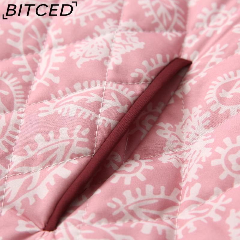 BITCED Women's Autumn/Winter Fashion Casual V-Neck Printed Quilted Cotton Patchwork Jacket