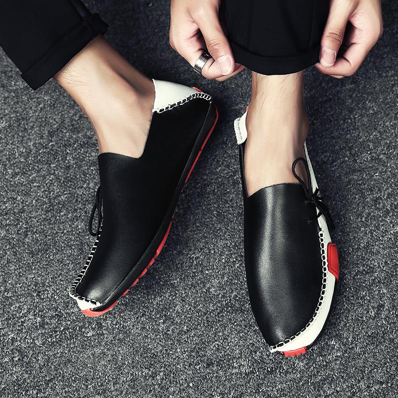 Mockasiner för män Loafer Driving Gommino Comfort Flats Casual Snörning Plus Size Läderskor för män Over Size