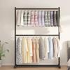 Double-Layer Hanger: Space-Saving Floor Rack for Clothes and Hats