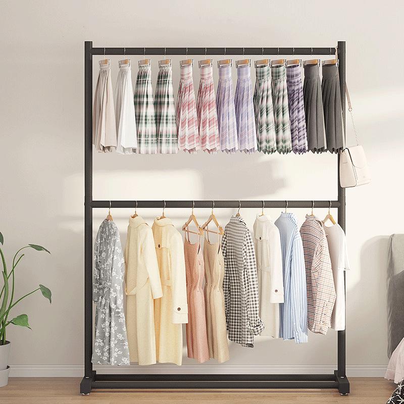 Double-Layer Hanger: Space-Saving Floor Rack for Clothes and Hats