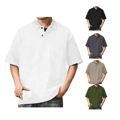 Polo deportivo de sarga de algodón puro para hombre, versátil y de manga corta, color liso, para negocios y fitness.