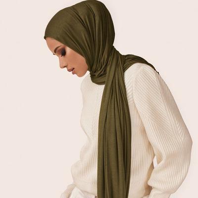 Hidžáb Jersey Šála Měkký Pevný šátek Šátek Foulard Femme Oblečení Arab Wrap Šátky