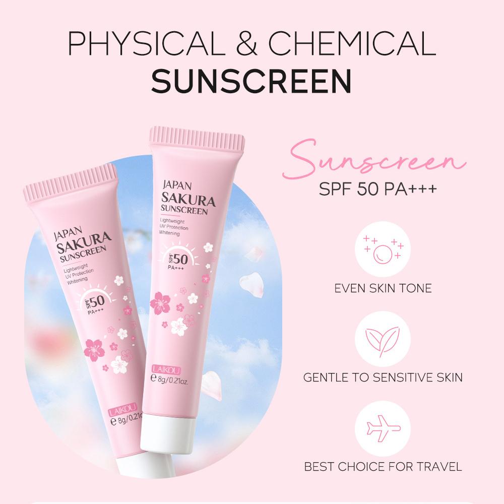 LAIKOU Japan Sakura Skin Care Travel Set 4 Pcs Cleanser, Toner, Cream, Essence