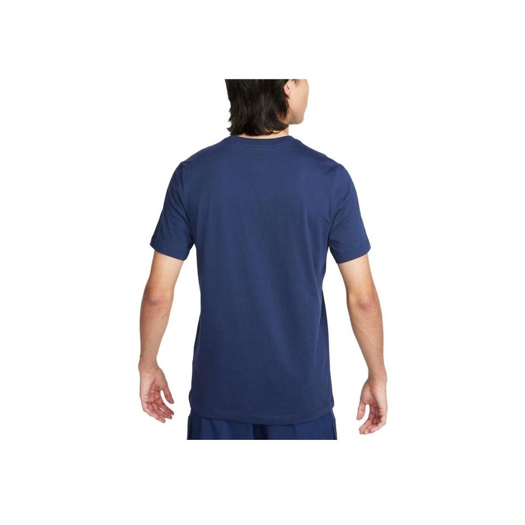 Nike Sportswear Letter Print Ribbed Crew Neck Short Sleeve T-Shirt Men Tops Navy-Blue FQ8002-410