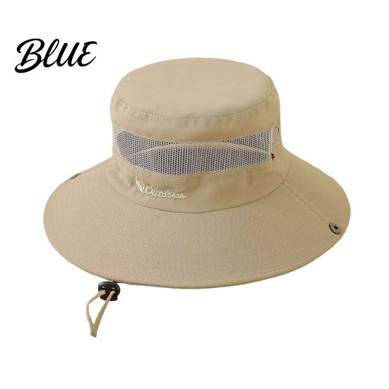 Wide Brim Hat for Beach Summer Mesh Spliced Bucket Men Women Extra Sun Foldable Outdoor Hiking with Adjustable Drawstring Portable Cap Fishing