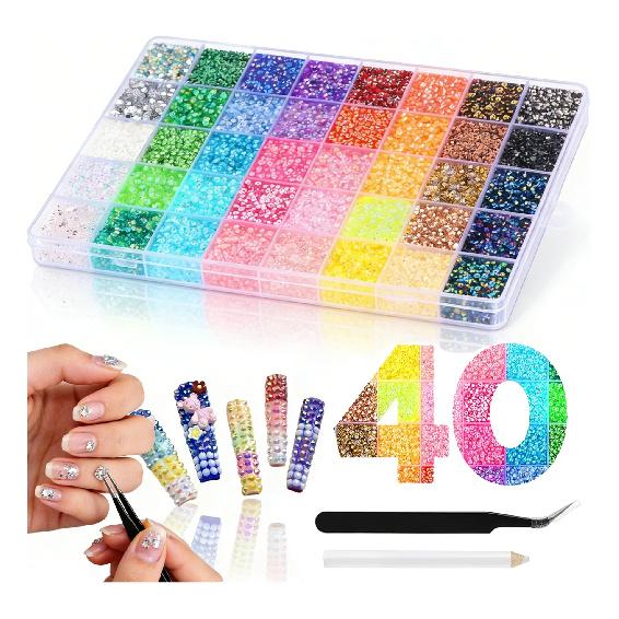 40-Colour 3mm Rhinestone Kit for Crafts and Jewellery Making 1-Pcs