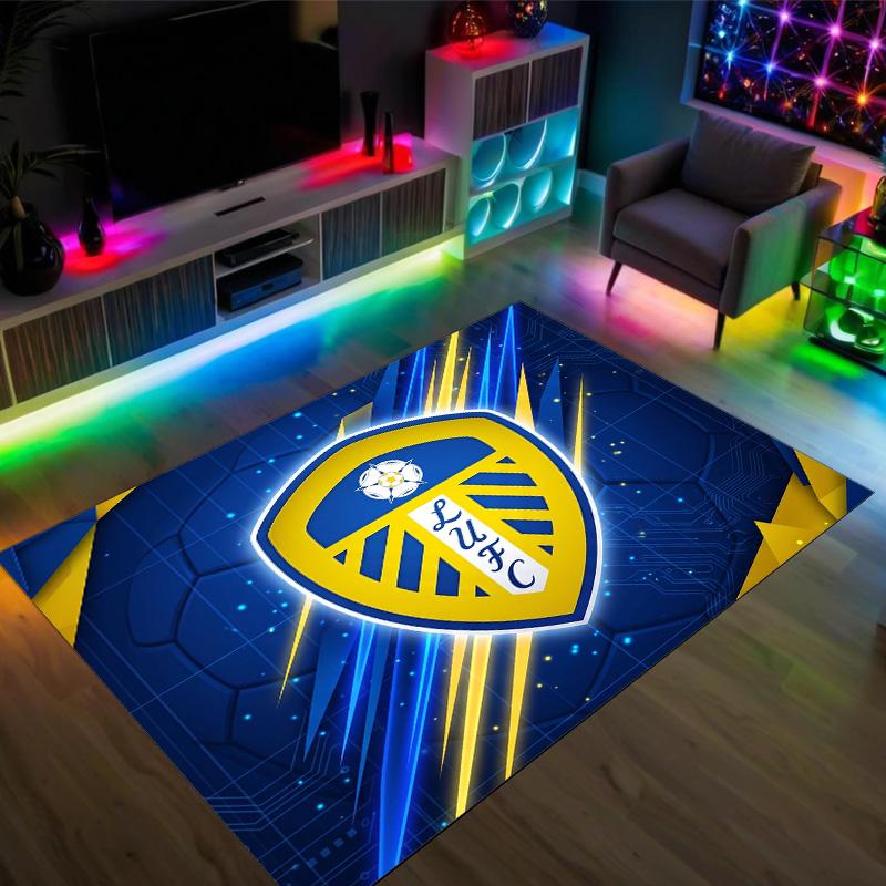 Design Calcio Leeds United Tappeto in Velluto di Cristallo Accogliente Non?Tappeto Stampato Antiscivolo per Camera da Letto Soggiorno Ingresso