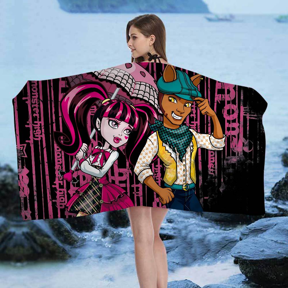Cartoon M-monster High Classic Anime Beach Swimming Towel Soft Absorbent Washcloth Children's Gifts for Kids Travel Camping Gym
