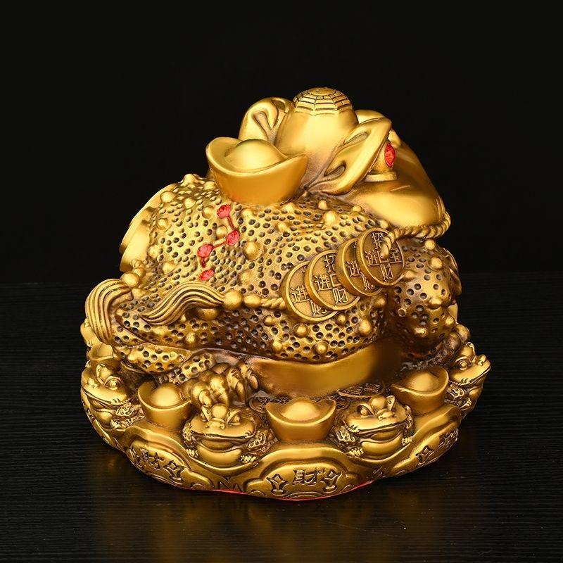 Bogactwo Przyciąga Zhaocai Miedziany Złoty Ropucha Ornament Trójnożna Ropucha Dekoracja Biura Salon Szafka na Wino Rzemiosło Prezent na Otwarcie