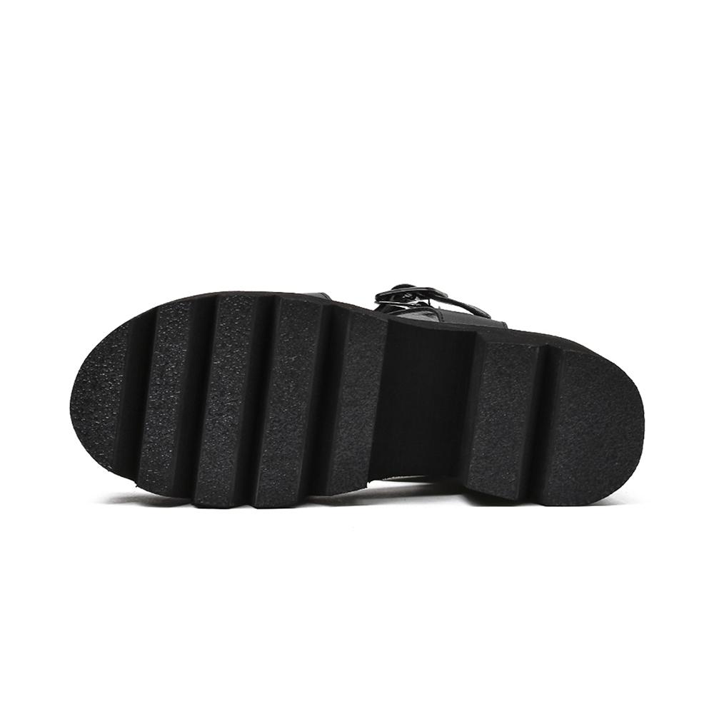 Gdgydh Women's Black Platform Sandals Comfy Open Toe Chunky Heel Buckle Strap Shoes Fashion Casual Solid Color School Shoes