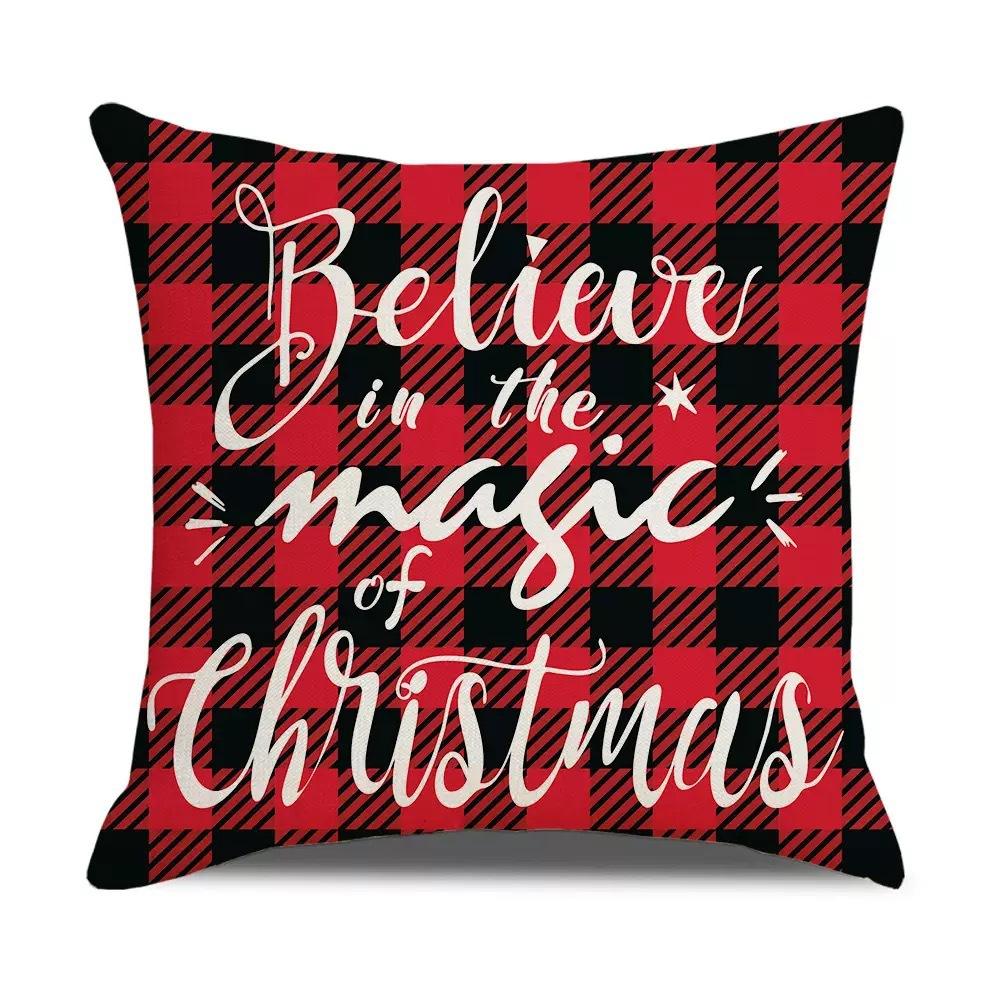 Christmas Pillowcase Christmas Red Plaid Home Holiday Decoration Pillow Cushion Cover