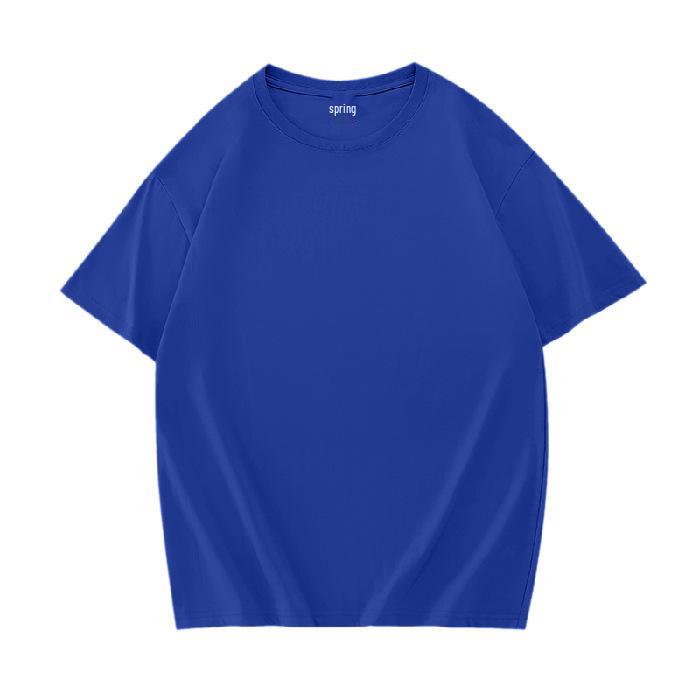 Unisex 200g Pure Cotton Drop-Shoulder T-Shirt, Short-Sleeve, Blank Design, Ribbed Collar, Back-Buttoned, Ideal for Class Uniforms, High Quality.