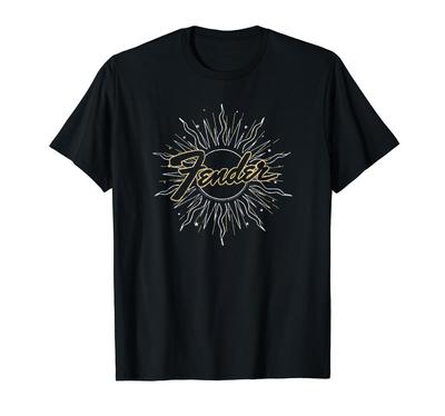 Fender Vintage Retro Sun Outline Zentriertes Logo T-Shirt