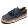 Large Size New Casual Single Shoes Women's Shoes Hollowed Out One-pedal Fringed Low-top Daily Round Head Lazy Shoes
