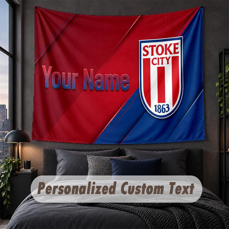 Individuelle Namens-Text-Wandbehang, Dekorativer Wandbehang des Stoke City FC, Hintergrund-Wandbehang für Zuhause Schlafzimmer