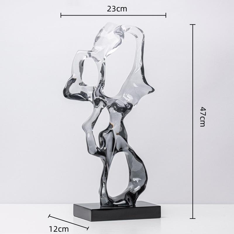 Creative Geometric Transparent Resin Sculpture Marble Statue Transparent Gradient Hollowed-out Ornaments Home Decoration