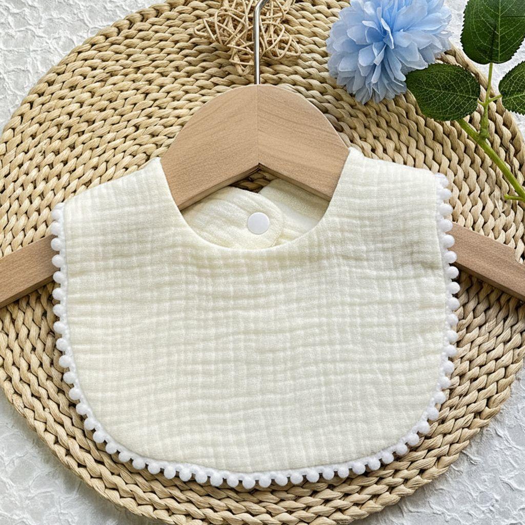 Cute Ruffle Edge Baby Bibs Kids Feeding Anti Dirty Bibs Infant Burp Cloths Newborn Fashion Pure Cotton Feeding Set Accessories