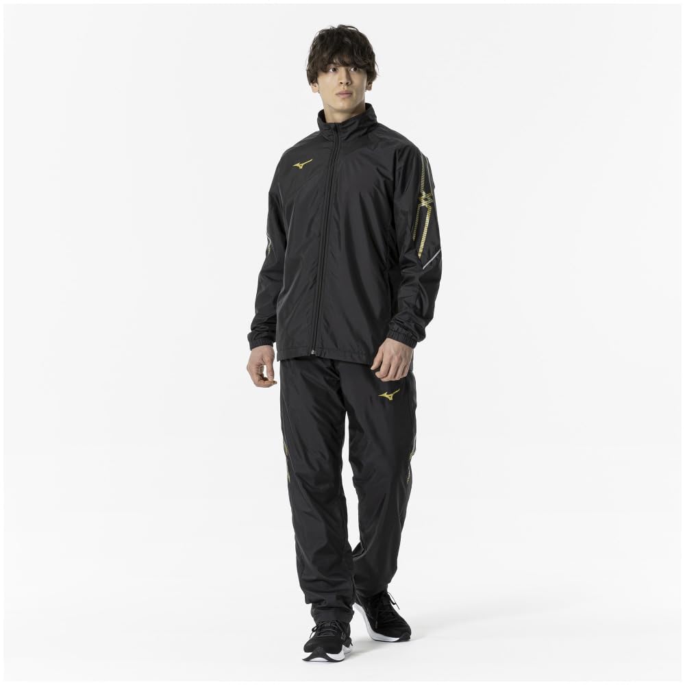 Mizuno 32MEA631 Breath Thermo Lined Warmer and Training Size M MC-LINE Jacket, Moisture-Wicking Heat-Generating Wear, Black/Gold,