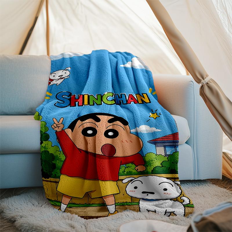Crayon Shin-chan printed throw blanket—soft,warm;versatile blanket for all seasons—perfect as &air-conditioning throw,nap blanket