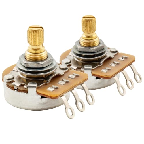 Musiclily Pro HD A250K+B250K Brass Potentiometers, Metric, Short Split Shaft, 6.5mm, for ST Tele PB/JB Electric Guitars/Basses (1A1B Set)