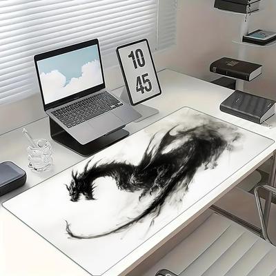 Tinte Dunkler Drache Illustration Mauspads Groß Gummi Anti-Rutsch Schreibtischzubehör Mauspads für Büro und Gamer Tastatur Dekorationsmatte