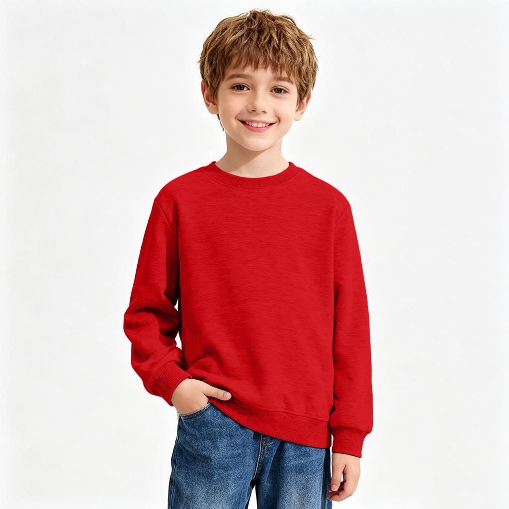 Unisex Kids Long Sleeve Color Sweatshirt Casual Comfortable Pullover for Boys and Girls
