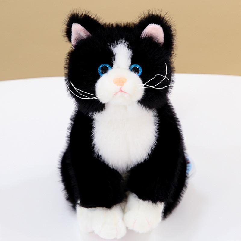 Adorable Black Plush Cat Toy For Kids Ultra Soft Realistic Cat Doll 25cm Stuffed Animal