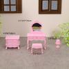 Mini Dollhouse Bedroom Set: Dressing Table, Bedside Table & Vanity for Children's Pretend Play