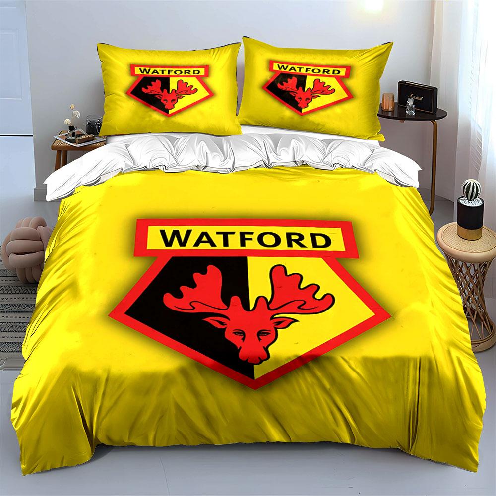Watford FC Logo Bettwäscheset Bettwäsche Bettbezugset Bettbezug Kissenbezüge (1 * Bettbezug 2 * Kissenbezüge, ohne Bettdecke)