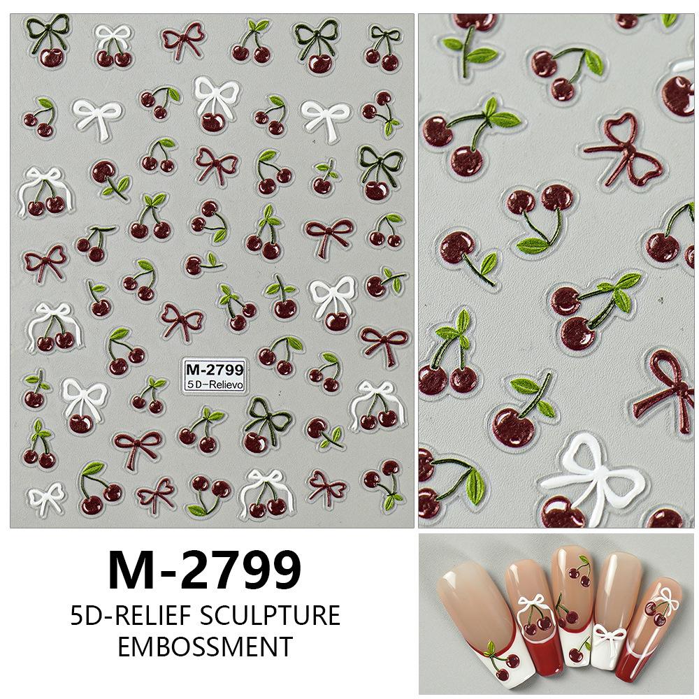 Redanco 5D Cherry Bow Embossed Nail Stickers M-2800