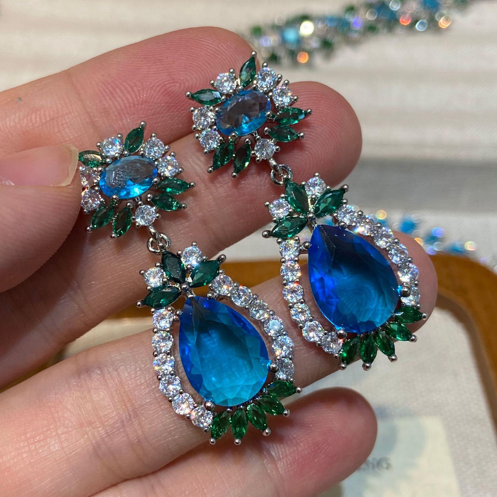 Sapphire Zircon Necklace Italian Seiko Dinner Ceremony Fashion Luxury Jewelry Bridal Diamond Set