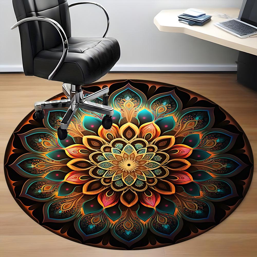 1pc Mandala Pattern Chair Carpet for Office, Non-slip, Soft and Durable Leisure Rug, Perfect for Office, Living Room yy251103136