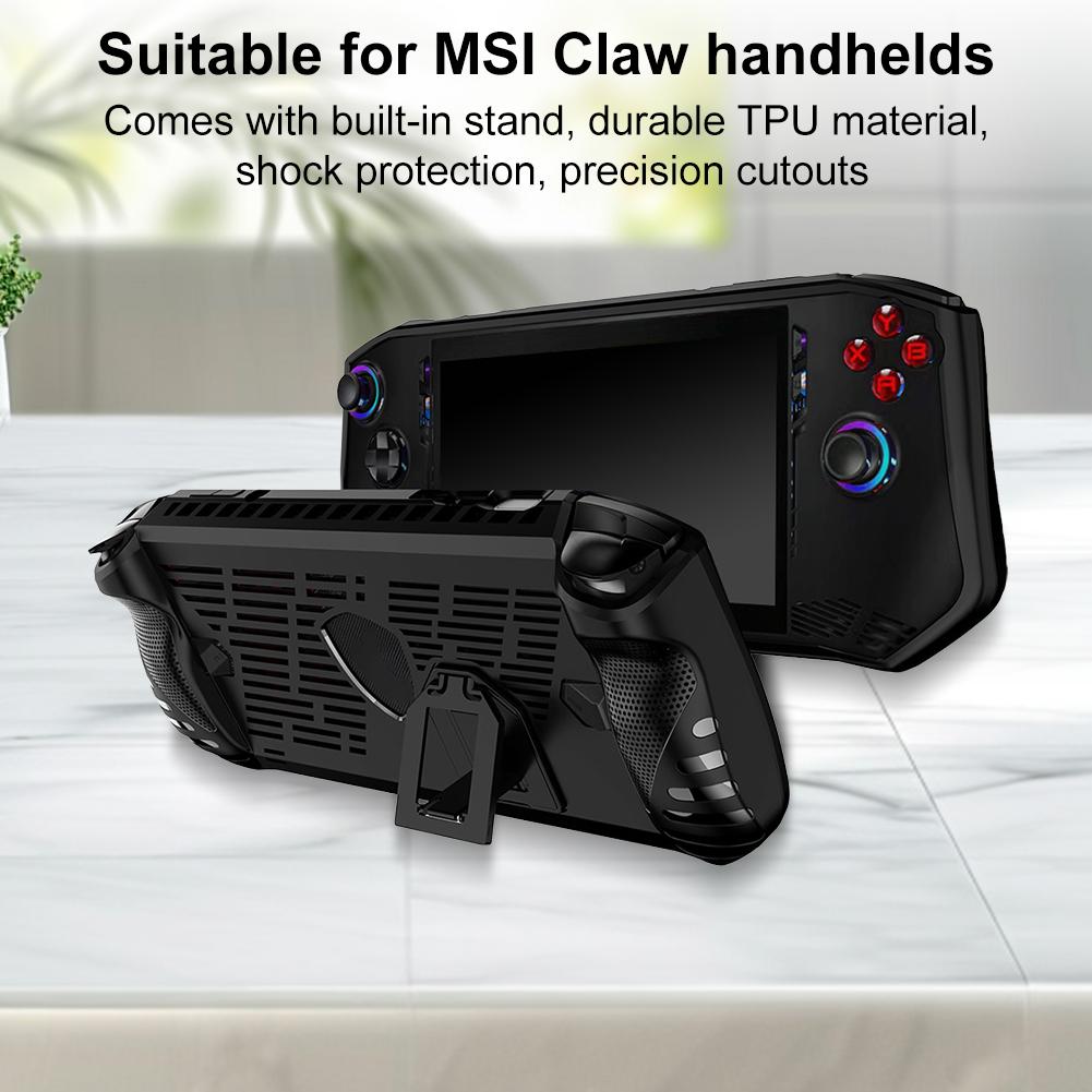 For MSI Claw Handheld Console TPU Case Protector Shell Sleeve with Kickstand Full Protective Shell Anti-Scratch Game Accessories