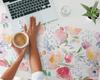 Protective Decorative Mat for Office Table Floral Watercolor Pattern 100x50 Cm