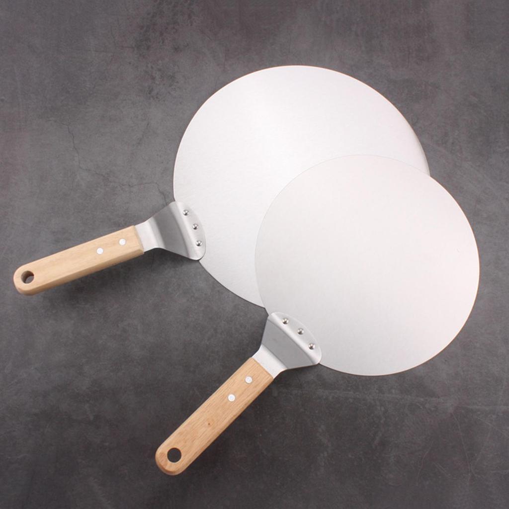 Pizza Shovel Pastry Tools Pizza Peel Round Stainless Steel Non-stick Pizza Paddle Spatula With  Wooden Handle Baking Pizza Peel