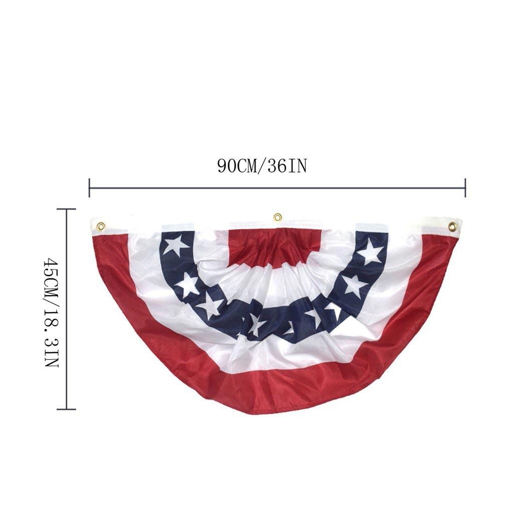 2pcs 45*90cm Printed Stripes Stars Usa Pleated Fan Bunting Half Banner Flag For July 4th Independence Day Decoration