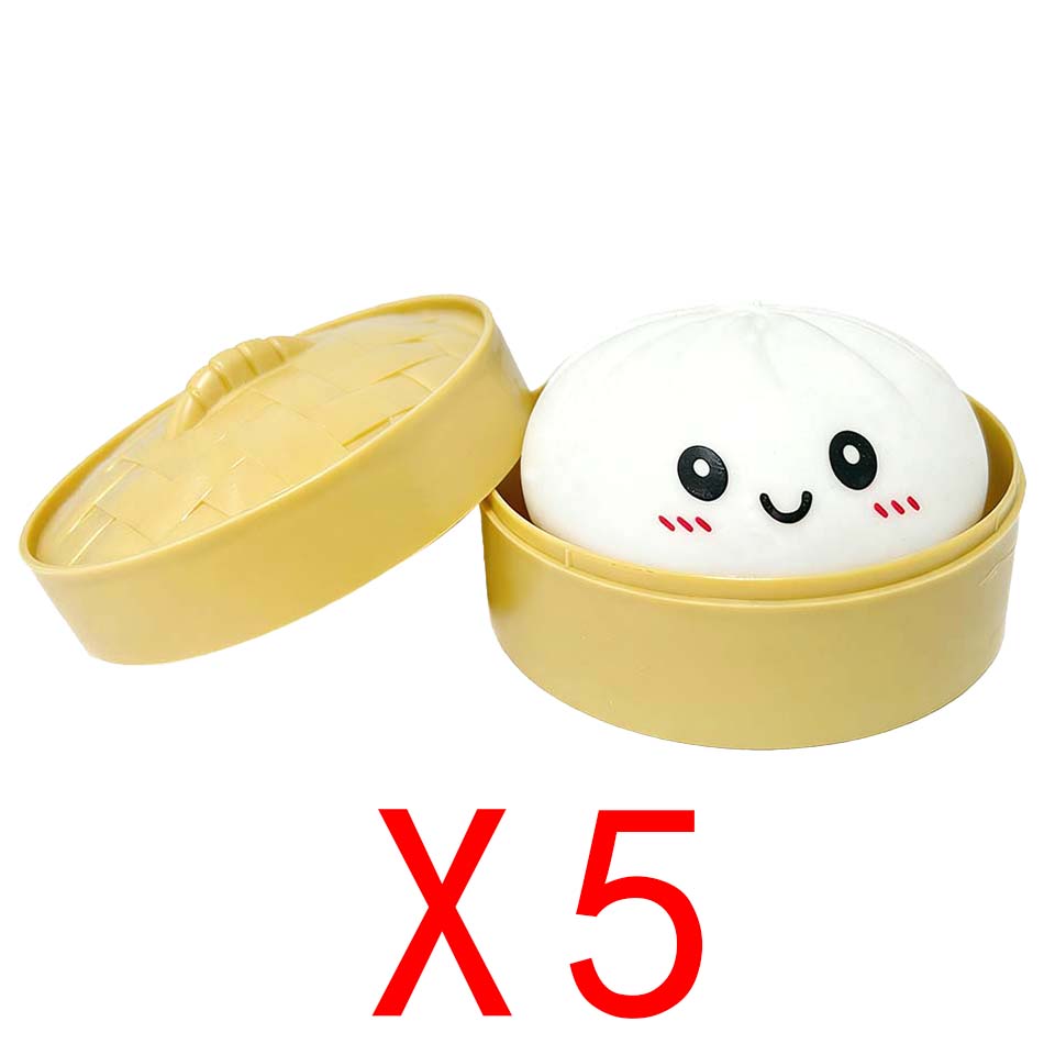 Toys Colorful Dumpling Squishes Stress Balls Fidget Sensory Simulation Food Squishies Bun with Steamer Squeeze Dough Ball Gifts