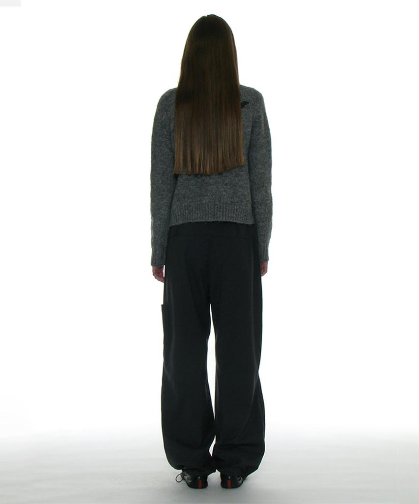 PARTIMENTO WOMEN Drawstring Rounding Slacks_Charcoal