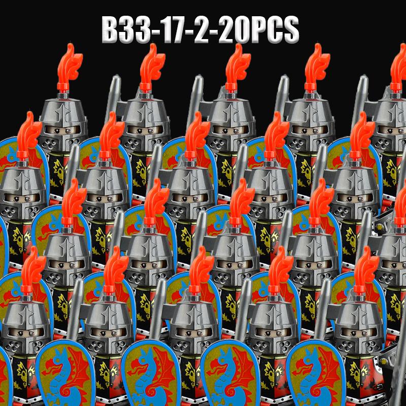 Medieval Military Soldier Series Building Blocks Castle Black Eagle Green Dragon Knights Figures Militia Accessories Bricks Toys