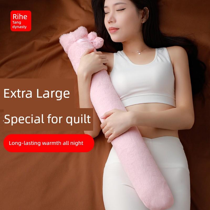 Extra-Long Hot Water Bottle for Bed, Large Size, Plush, Water-Filled, Warm Water Bag for Winter, Warms Hands and Feet, Bed Warming Magic Tool