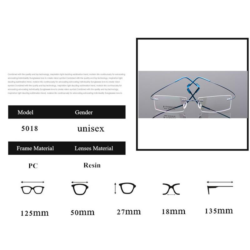 Lightweight Rimless Glasses Small Frame Memory Titanium Eyeglasses 5018 Spectacle Prescription -0.5 -1 -1.5 -2 -2.5 -3 -4 -5