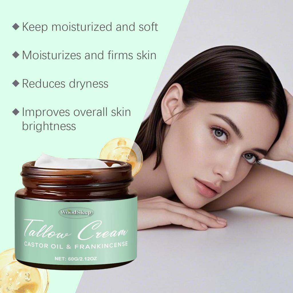 Crema Viso con Sebo di Manzo Anti-Età Linee Sottili Idratazione Profonda Lenitiva Riparatrice Pelle Danneggiata Giorno Nutriente Viso Corpo Lozione 60g