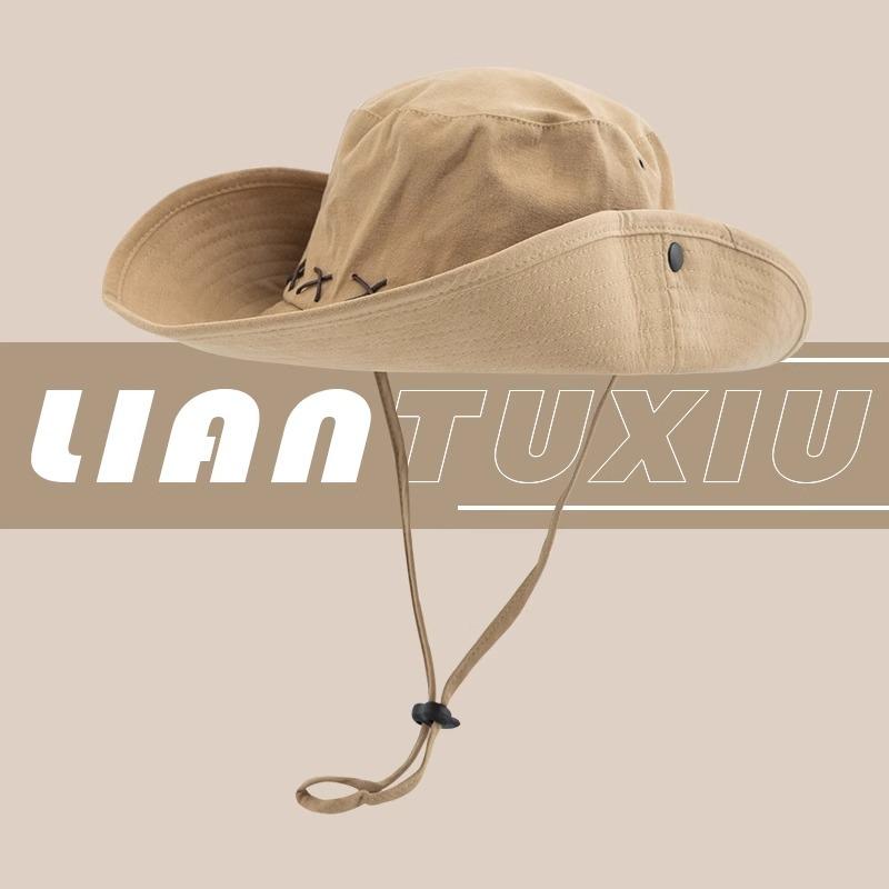 Mountaineering Hat Retro Western Cowboy Hat Children Summer Outdoor Sun Protection Visor Hat Big Brim Bucket Hat Men
