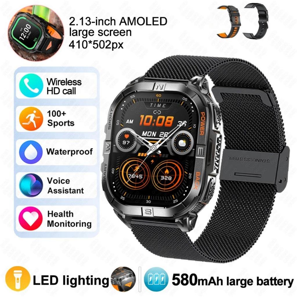 New Smart Watch GPS Outdoor Barometric Compass LED Flashlight 580 MAH 3ATM Waterproof 100+ Sports Mode Health BT Call Smartwatch