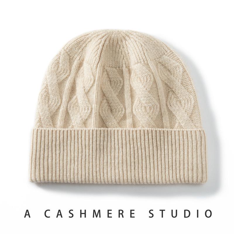 Cashmere hats men's and women's thickened twisted hats autumn and winter parents' hats thermal bald hats stacking hats
