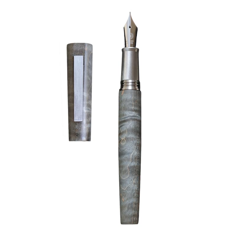 WANCHER Olympus Titan Nocturne Gray Fountain Pen Rhodium MF Medium (Shogun Nib, Plated, Fine)