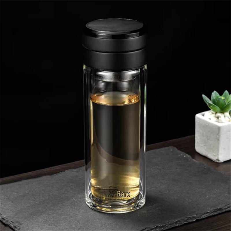 Heenoor XN-7095 Double-Layer Insulated Glass Tea Mug with Infuser